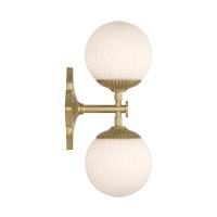 Two Light Wall Sconce by Crystorama - Orly Collection, Aged Brass Finish - ORY-1002-AG-WH