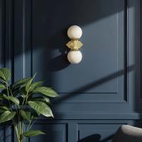 Two Light Wall Sconce by Crystorama - Orly Collection, Aged Brass Finish - ORY-1002-AG-WH