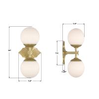 Two Light Wall Sconce by Crystorama - Orly Collection, Aged Brass Finish - ORY-1002-AG-WH
