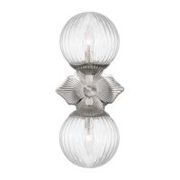 Two Light Wall Sconce by Crystorama - Orly Collection, Polished Nickel Finish - ORY-1002-PN-CL