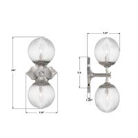 Two Light Wall Sconce by Crystorama - Orly Collection, Polished Nickel Finish - ORY-1002-PN-CL