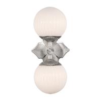 Two Light Wall Sconce by Crystorama - Orly Collection, Polished Nickel Finish - ORY-1002-PN-WH
