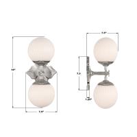 Two Light Wall Sconce by Crystorama - Orly Collection, Polished Nickel Finish - ORY-1002-PN-WH