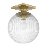 One Light Semi Flush Mount by Crystorama - Orly Collection, Aged Brass Finish - ORY-1003-AG-CL