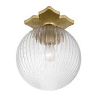 One Light Semi Flush Mount by Crystorama - Orly Collection, Aged Brass Finish - ORY-1003-AG-CL