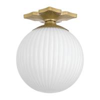 One Light Semi Flush Mount by Crystorama - Orly Collection, Aged Brass Finish - ORY-1003-AG-WH