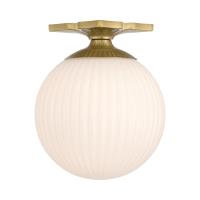 One Light Semi Flush Mount by Crystorama - Orly Collection, Aged Brass Finish - ORY-1003-AG-WH