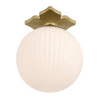 One Light Semi Flush Mount by Crystorama - Orly Collection, Aged Brass Finish - ORY-1003-AG-WH