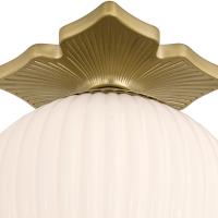 One Light Semi Flush Mount by Crystorama - Orly Collection, Aged Brass Finish - ORY-1003-AG-WH