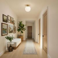 One Light Semi Flush Mount by Crystorama - Orly Collection, Aged Brass Finish - ORY-1003-AG-WH