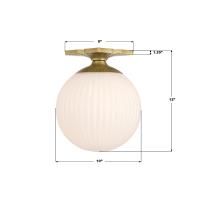 One Light Semi Flush Mount by Crystorama - Orly Collection, Aged Brass Finish - ORY-1003-AG-WH