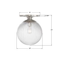 One Light Semi Flush Mount by Crystorama - Orly Collection, Polished Nickel Finish - ORY-1003-PN-CL
