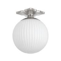 One Light Semi Flush Mount by Crystorama - Orly Collection, Polished Nickel Finish - ORY-1003-PN-WH