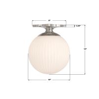 One Light Semi Flush Mount by Crystorama - Orly Collection, Polished Nickel Finish - ORY-1003-PN-WH