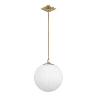 One Light Pendant by Crystorama - Orly Collection, Aged Brass Finish - ORY-1007-AG-WH