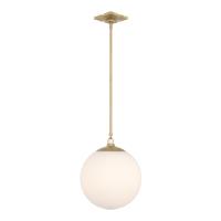 One Light Pendant by Crystorama - Orly Collection, Aged Brass Finish - ORY-1007-AG-WH