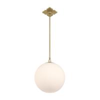 One Light Pendant by Crystorama - Orly Collection, Aged Brass Finish - ORY-1007-AG-WH