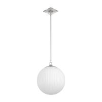 One Light Pendant by Crystorama - Orly Collection, Polished Nickel Finish - ORY-1007-PN-WH