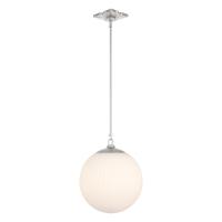 One Light Pendant by Crystorama - Orly Collection, Polished Nickel Finish - ORY-1007-PN-WH