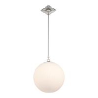 One Light Pendant by Crystorama - Orly Collection, Polished Nickel Finish - ORY-1007-PN-WH