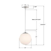 One Light Pendant by Crystorama - Orly Collection, Polished Nickel Finish - ORY-1007-PN-WH