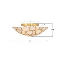 Three Light Semi Flush Mount by Crystorama - Palla Collection, Antique Gold Finish - PAL-524-GA