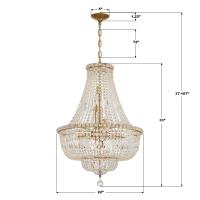 Nine Light Chandelier by Crystorama - Roslyn Collection, Aged Brass Finish - ROS-A1009-AG-CL-MWP