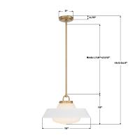 One Light Pendant by Crystorama - Xander Collection, Vibrant Gold Finish - XAN-8006-VG-WH