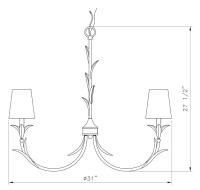 Six Light Chandelier by Z-Lite - Aslin Collection, Gold Leaf Finish - 830-31GLF