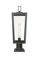 One Light Outdoor Post Lantern by Innovations - Madison Collection, Matte Black Finish - 9952-1PLT-BK-23-CL