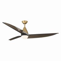 65" Ceiling Fan by Minka Aire - Lirden Collection, Heritage Brass Finish - F758L-HBR/DB