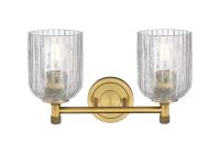 Two Light Bath Vanity by Innovations - Downtown Urban Collection, Brushed Brass Finish - 434-2W-BB-G559-5CL