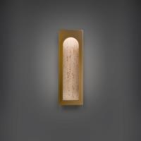 LED Wall Sconce by Modern Forms - Cadey Collection, Beige Travertine/Aged Brass Finish - WS246619-WV/AB