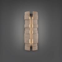 LED Outdoor Wall Sconce by Modern Forms - Formation Collection, Beige Travertine/Black Finish - WSW210624-WV/BK