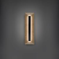 LED Outdoor Wall Sconce by Modern Forms - Bell Tower Collection, Beige Travertine/Black Finish - WSW218620-WV/BK