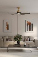 54" Ceiling Fan by Minka Aire - Oovin Collection, Heritage Brass Finish - F766L-HBR/CL