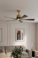 54" Ceiling Fan by Minka Aire - Oovin Collection, Heritage Brass Finish - F766L-HBR/CL