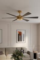 60" Ceiling Fan by Minka Aire - Brenix Collection, Heritage Brass Finish - F773L-HBR/CL