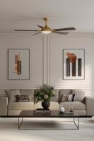 65" Ceiling Fan by Minka Aire - Cadena Collection, Heritage Brass Finish - F783L-HBR/CL