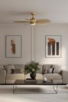 60" Ceiling Fan by Minka Aire - Portesa Collection, Heritage Brass Finish - F798L-HBR/NPL