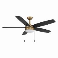 52" Ceiling Fan by Minka Aire - Airetor Collection, Brushed Brass Finish - F673L-BBR/CL