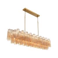 16 Light Linear Chandelier by Crystorama - Addis Collection, Aged Brass Finish - ADD-337-AG-AM