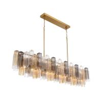 16 Light Linear Chandelier by Crystorama - Addis Collection, Aged Brass Finish - ADD-337-AG-AU