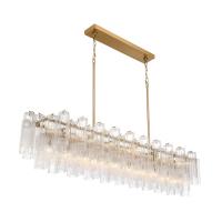 16 Light Linear Chandelier by Crystorama - Addis Collection, Aged Brass Finish - ADD-337-AG-CL