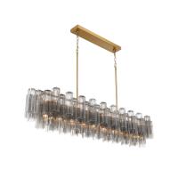 16 Light Linear Chandelier by Crystorama - Addis Collection, Aged Brass Finish - ADD-337-AG-SM