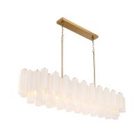 16 Light Linear Chandelier by Crystorama - Addis Collection, Aged Brass Finish - ADD-337-AG-WH