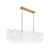 16 Light Linear Chandelier by Crystorama - Addis Collection, Aged Brass Finish - ADD-337-AG-WH