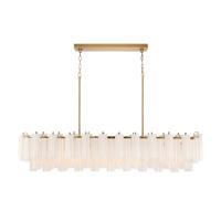 16 Light Linear Chandelier by Crystorama - Addis Collection, Aged Brass Finish - ADD-337-AG-WH