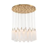 LED Pendant by Crystorama - Addis Collection, Aged Brass Finish - ADD-423-AG-WH