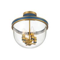 Four Light Semi Flush Mount by Crystorama - Herrick Collection, Luxe Gold + Navy Finish - HRK-2500-LG-NY